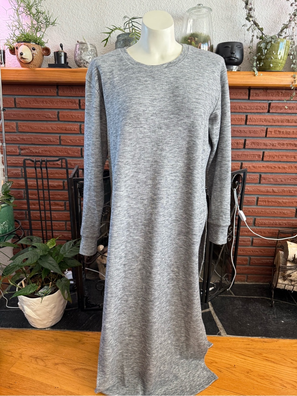 SMASH + TESS Gray Long-Sleeve Maxi Dress/ Tunic